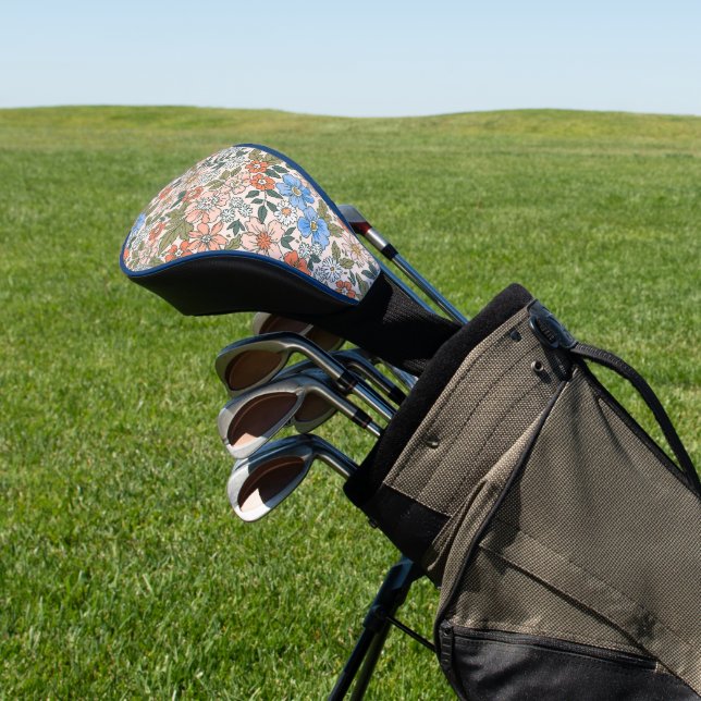 Coral Garden Flower Pattern Golf Head Cover (In Situ)