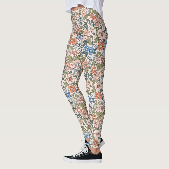 Coral Garden Flower Pattern Leggings (Left)