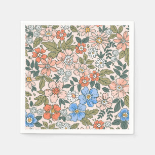 Coral Garden Flower Pattern Napkin