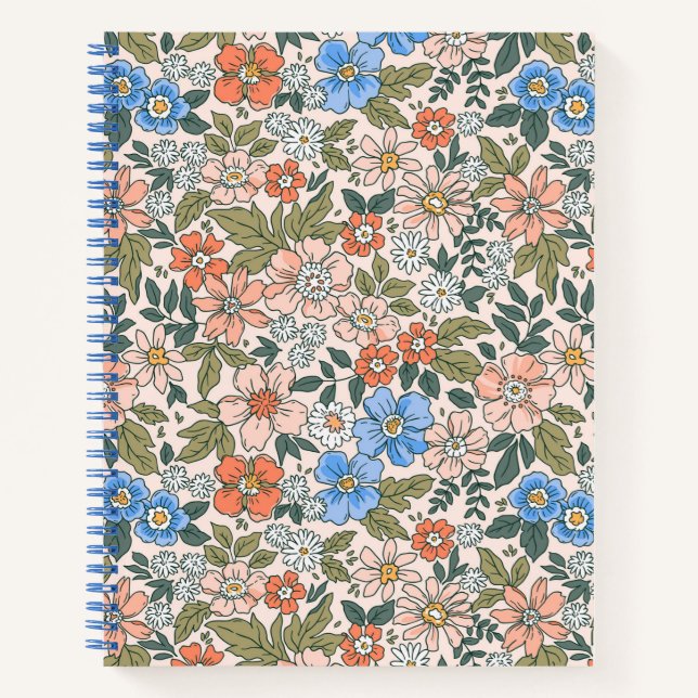 Coral Garden Flower Pattern Notebook (Front)