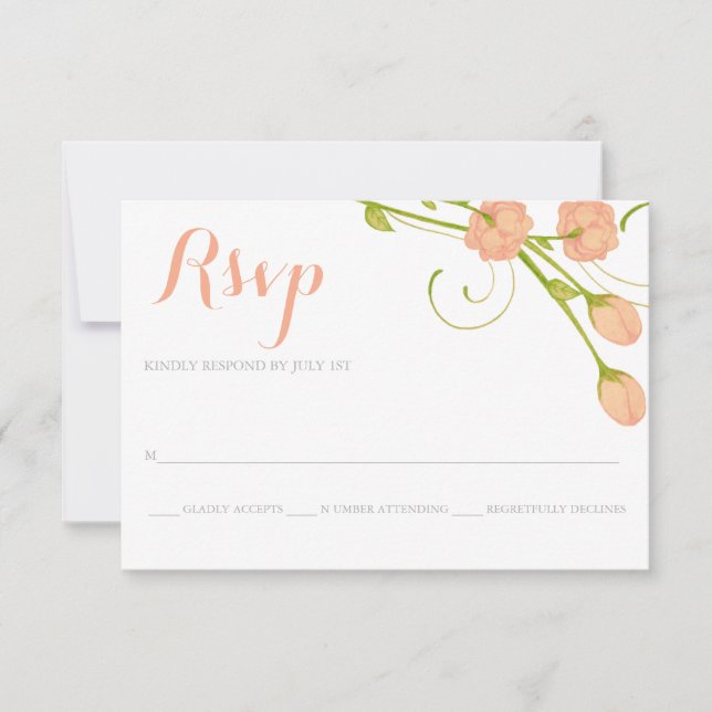 Coral Garden Roses - Carte de réponse RSVP (Devant)