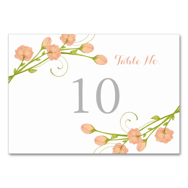 Coral Garden Roses - Carte Numéro de tableau (Devant)