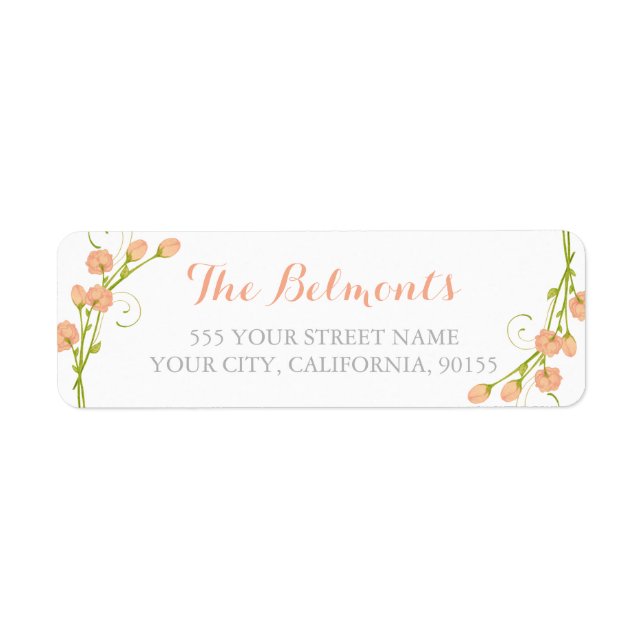 Coral Garden Roses - return address labels (Front)