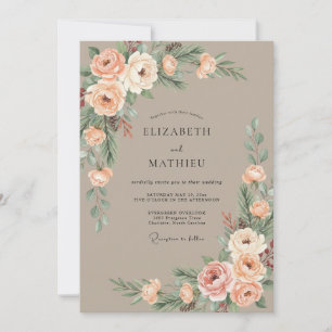 Coral Gentle Blossom Wedding Invitation