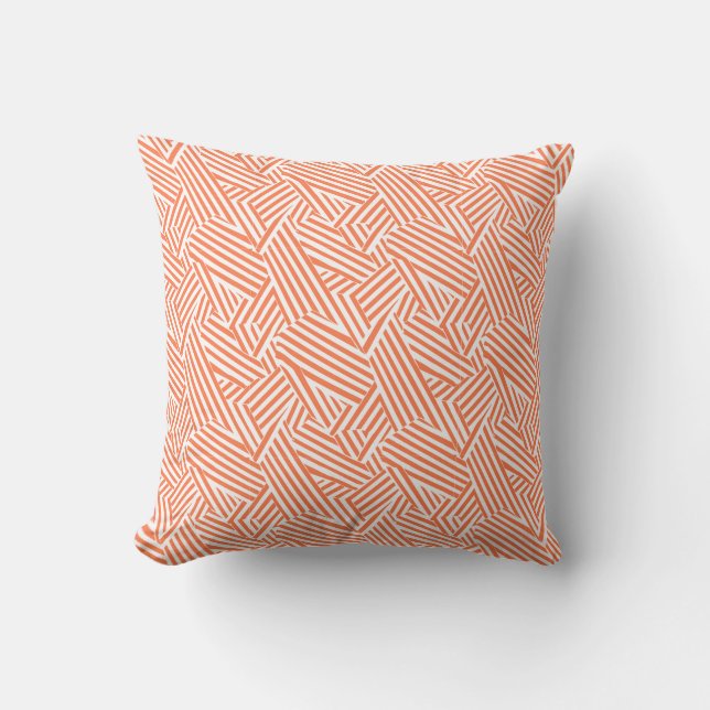 Coral Geometric Line Pattern Throw Pillow (Front)