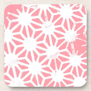 Coral geometric pattern coaster