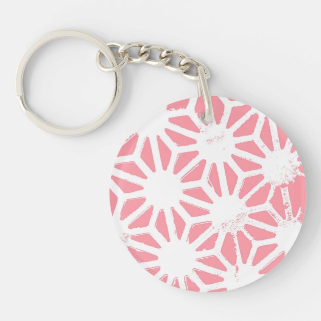 Coral geometric pattern keychain (Front)