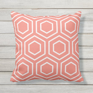 Coral Geometric Pattern Outdoor Pillows