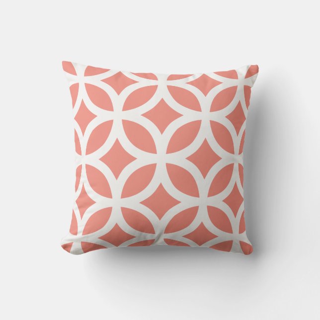 Coral Geometric Pattern Outdoor Pillows (Front)