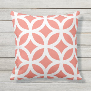 Coral Geometric Pattern Outdoor Pillows