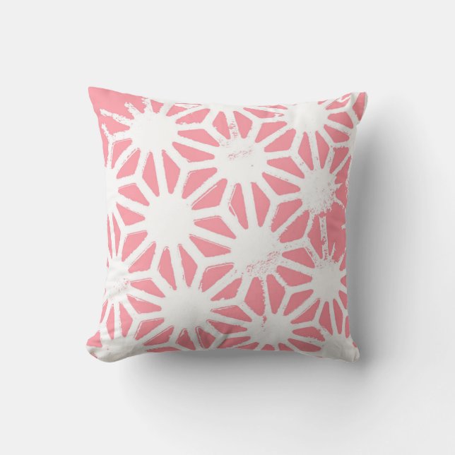 Coral geometric pattern throw pillow (Front)