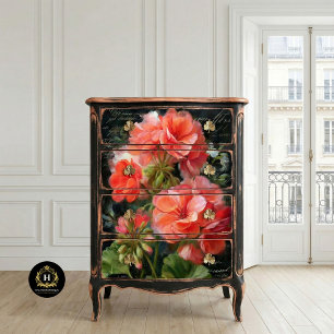 Coral Geranium Flower Decoupage Tissue Paper