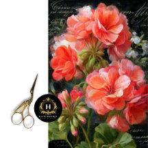 Coral Geranium Flower Decoupage