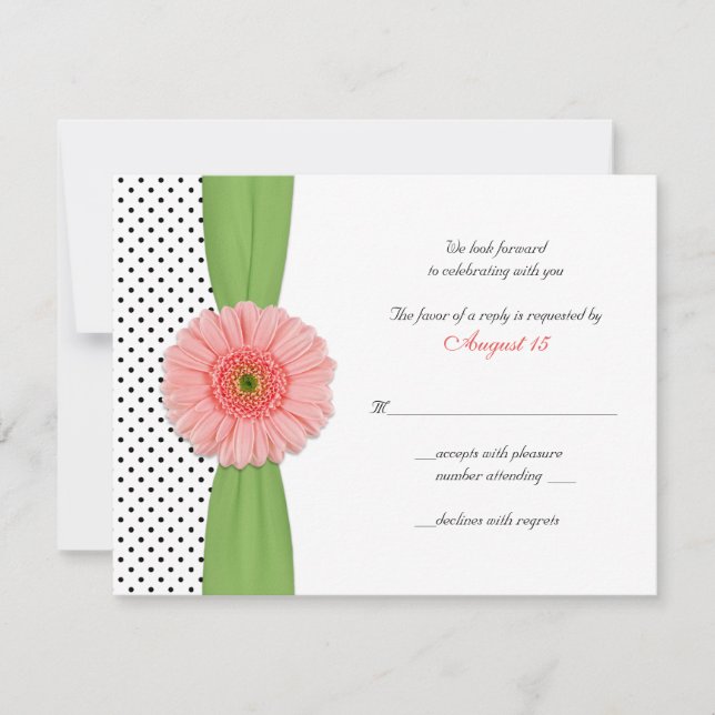Coral Gerber Daisy Polka Carte de réponse (Devant)