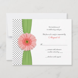 Coral Gerber Daisy Polka Dot Reply Card