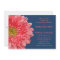 Coral Gerbera Daisy Navy Blue Wedding Invitation