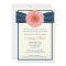 Coral Gerbera Navy Ribbon Bridal Shower Invitation