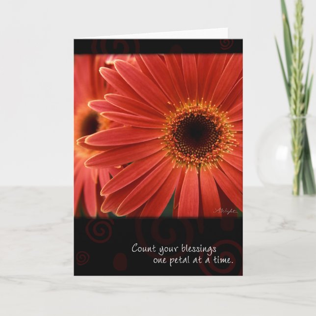 Coral Gerbera with Quote, by Anna Wight Card (Front)