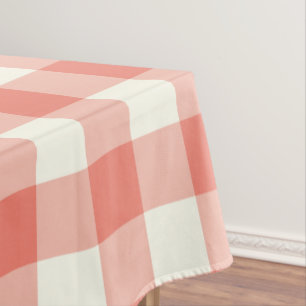 Coral Gingham / Buffalo Check Tablecloth