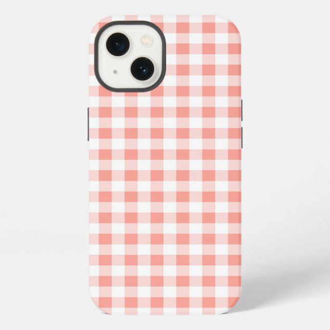 Coral Gingham Check iPad case (Back)