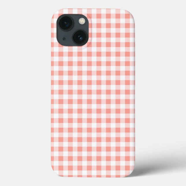 Coral Gingham Check iPad case (Back)