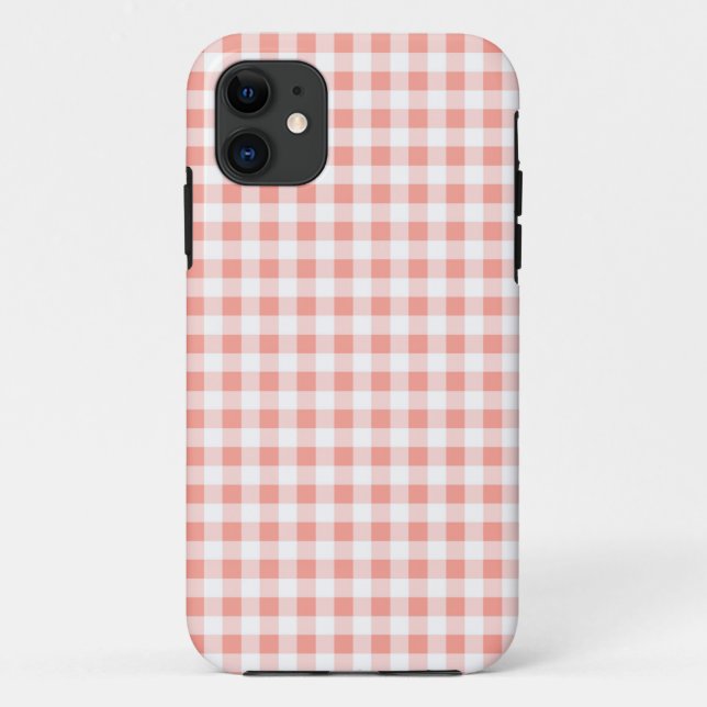 Coral Gingham Check iPhone  case (Back)