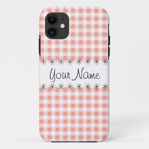 Coral Gingham Check 'Name' iPhone 5 case