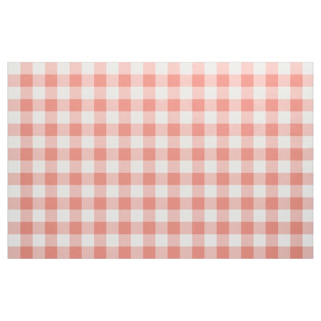 Coral Gingham Pattern Fabric (Yard)