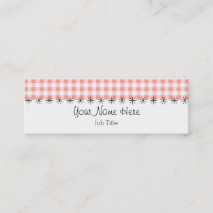 Coral Gingham stripe business card skinny