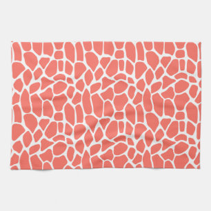 Coral Giraffe Pattern Kitchen Towel