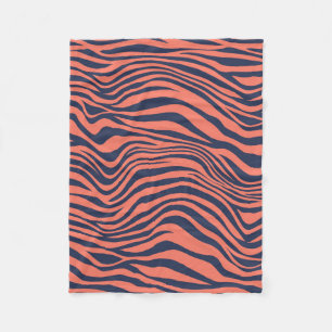 Coral Glamorous Tiger Stripes Animal Print Fleece Blanket