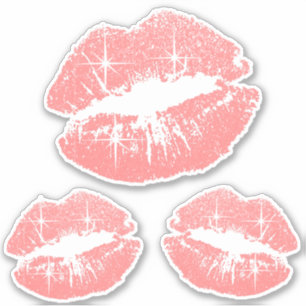 Coral Glitter Lips - Kiss-Cut