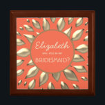 Coral Gold Bridesmaid Proposal Box<br><div class="desc">Simple,  modern,  elegant,  coral Bridesmaid proposal box with abstract faux gold sun shaped ornament. Perfect choice for contemporary summer weddings!</div>