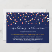 Coral & Gold Confetti Dots | Navy Wedding