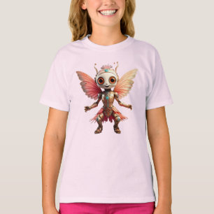 Coral Gold Cute Dancing Robot Pixie T-Shirt
