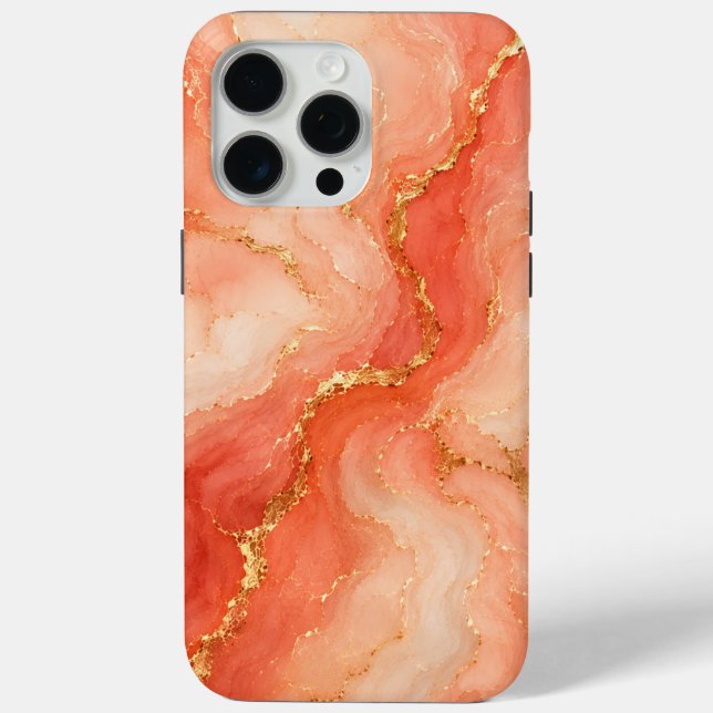 Coral Gold Marble River Abstract Case-Mate iPhone Case (Back)