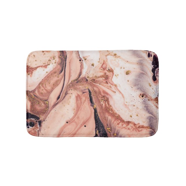 Coral Gold Marbling: Natural Pattern Bath Mat (Front)