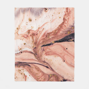 Coral Gold Marbling: Natural Pattern Fleece Blanket
