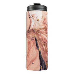 Coral Gold Marbling: Natural Pattern Thermal Tumbler