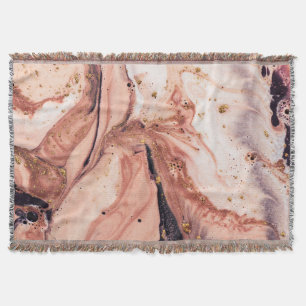 Coral Gold Marbling: Natural Pattern Throw Blanket