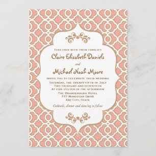Coral Gold Marocain Inspiré Mariage Invitations