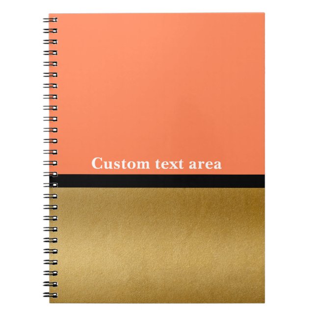 Coral & Gold Modern Glam Journal Notebook (Front)