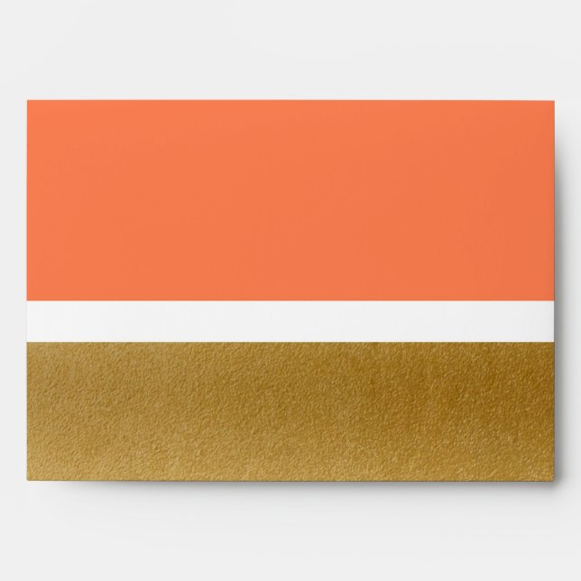 Coral & Gold & White Elegant Invitation Envelope (Front)
