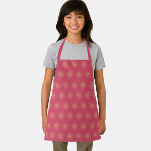 Coral Golden Zinnia Flower Medallions Kids Apron