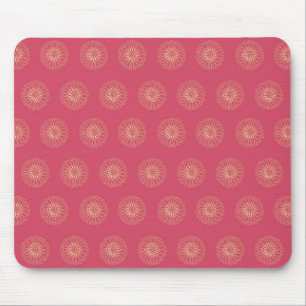 Coral   Golden Zinnia Flower Medallions Mouse Pad