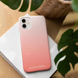 Coral Gradient Ombre Personalized iPhone 16 Case