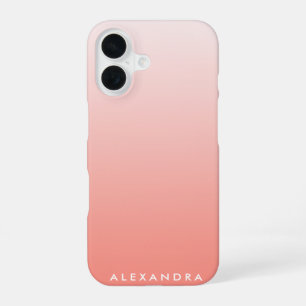 Coral Gradient Ombre Personalized iPhone 16 Case
