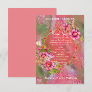Coral, Grass & Peony-pink Blooms RSVP Card