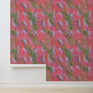 Coral, Grass & Peony-pink Blooms  Wallpaper