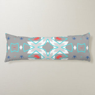 Coral Gray Mandala Pattern Geometric Floral Boho Body Pillow